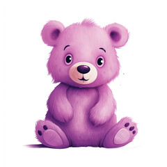 A cute, fun bear illustration with a white background. Generative AI. 