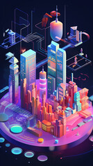 3D Immersive Surrealistic Infographic Unveiling Futuristic Technological Concepts Through Visually Stunning Artistry