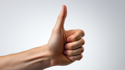 OK gesture sign with thumbs up finger on white background made with Generative AI Technology 