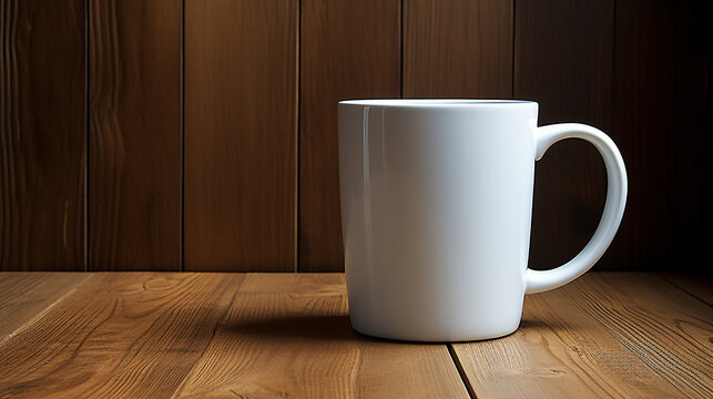 white cup on wooden table HD 8K wallpaper Stock Photographic Image 