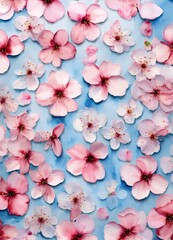 桜の水彩画。ピンク色の花模様背景｜Watercolor painting of cherry blossoms. pink flower pattern background. Generative AI