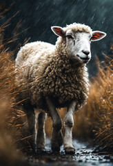 Obraz premium Sheep lost in a field