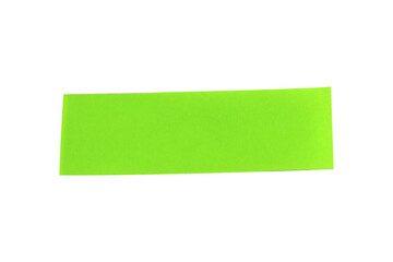 small piece of green paper rectangular isolated on white background.