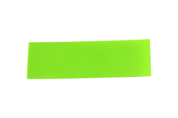 small piece of green paper rectangular isolated on white background.