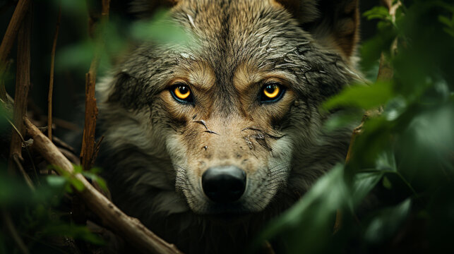 wolf in the forest HD 8K wallpaper Stock Photographic Image 