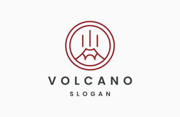 volcano vector logo illustration line style