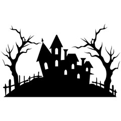 Fototapeta na wymiar A Scary Haunted House Silhouette Vector isolated on a white background