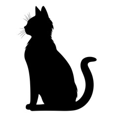 A silhouette of a black cat, Scary Cat Vector isolated on a white background