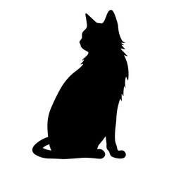 A silhouette of a black cat, Scary Cat Vector isolated on a white background