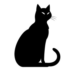 A silhouette of a black cat, Scary Cat Vector isolated on a white background