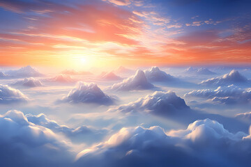 Sunrise over clouds in the sky