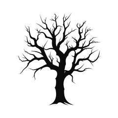 Fototapeta premium Scary Dead Tree vector Silhouette isolated on a white background