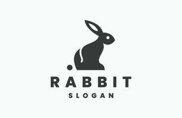 Rabbit vector template, black rabbit vector design icon .
