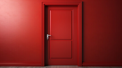 red door in a white wall HD 8K wallpaper Stock Photographic Image 