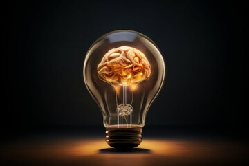 Lightbulb brain creative. Think power energy. Generate Ai