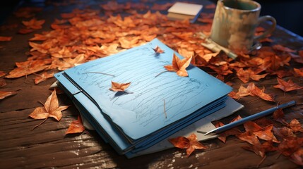 Naklejka na ściany i meble autumn leaves on the book