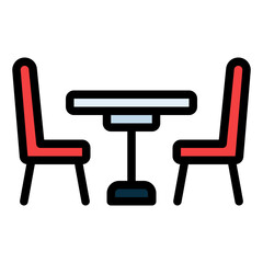 dinning table colorful Filled Line icon for furniture