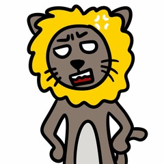 illustration of cartoon angry lion