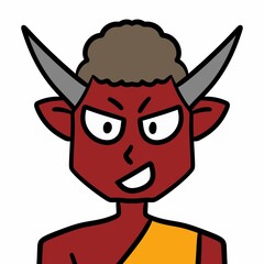 devil with red horns, illustration, on white background.