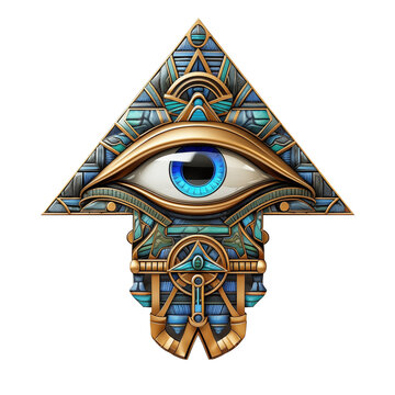 All seeing eye, Eye of Providence, eye enclosed in a triangle, eye of horus isolated on transparent background 