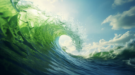wave picture algae on a sky background