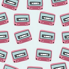 illustration of a set of pink mixtapes - obrazy, fototapety, plakaty