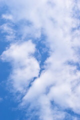 Obraz premium beautiful blue sky and white fluffy group of clouds with sunrise in the morning, natural background