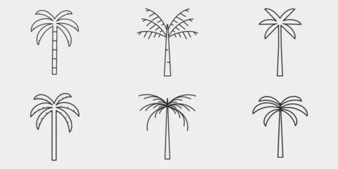 Fototapeten set of icon palm tree logo line art vintage vector illustration template icon graphic design © Gadis