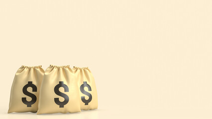 The Money Bag and gold coins for Business concept 3d rendering.