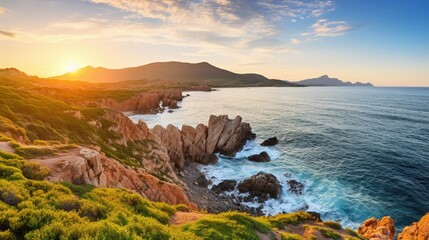 Obraz premium Exciting morning view. Great morning seascape of Mediterranean sea Beauty of nature concept background