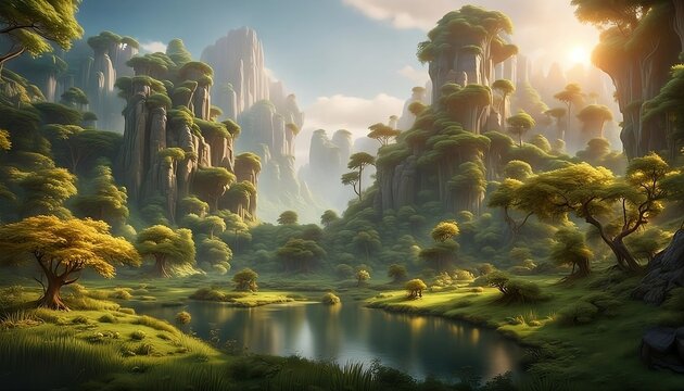 Calm serene water in the mountain forest
