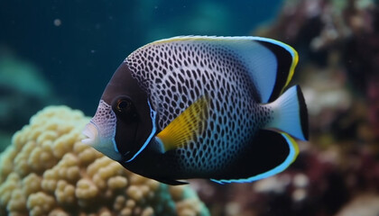 Fototapeta na wymiar fish in a colorful coral reef, swimming in harmony generated by AI