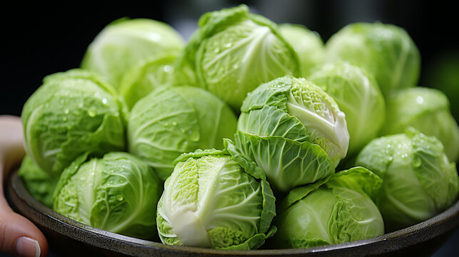 fresh green cabbage HD 8K wallpaper Stock Photographic Image 