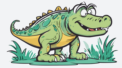 Crocodile cartoon character illustration vector image. Aligator wild design graphic design image