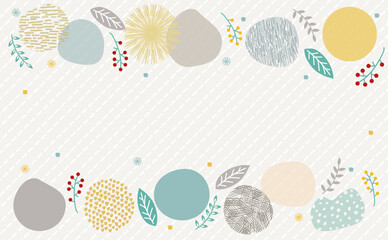 北欧風抽象的模様のフレームイラスト