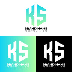 Obraz premium K S Double Letters Polygon Logo, Two letters K S logo design, Minimalist creative vector logo design template