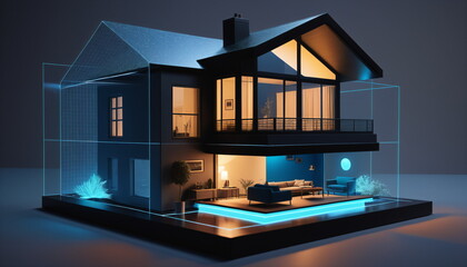 The Holographic Home: A Glimpse into the Future - obrazy, fototapety, plakaty