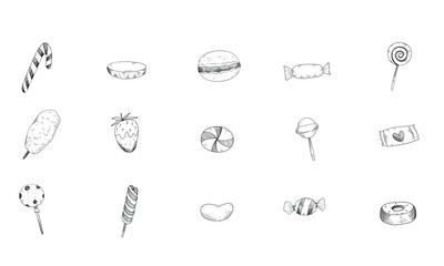sweet candy handdrawn illustration engraving