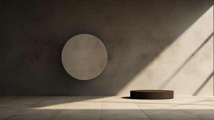 Light and Shadow on the Wall and Floor with Pedestal Podium