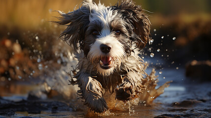 dog in the water HD 8K wallpaper Stock Photographic Image 