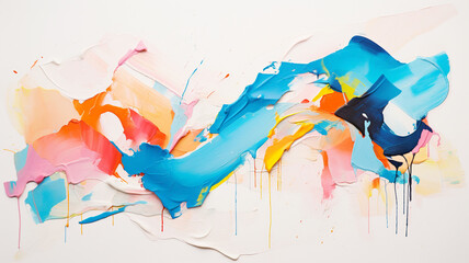 Abstract colorful oil paint stroke splatters