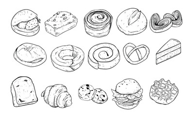 french dessert handdrawn illustration engraving