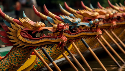 Obraz premium Dragon statue symbolizes spirituality in East Asian cultures' ancient architecture generated by AI