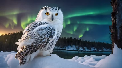 Fotobehang great horned owl in winter © pla2u