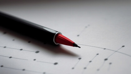 Blue ink on paper, a sign of success in business generated by AI