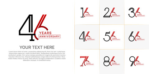 set of anniversary logotype red and black color for special celebration event