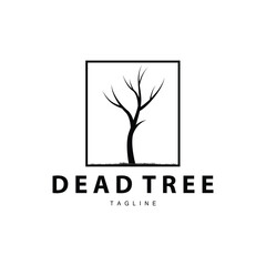 Drought Logo, Dry Tree Logo Design with Simple, Minimalist and Modern Vector Line Style