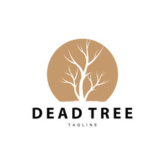 Drought Logo, Dry Tree Logo Design with Simple, Minimalist and Modern Vector Line Style