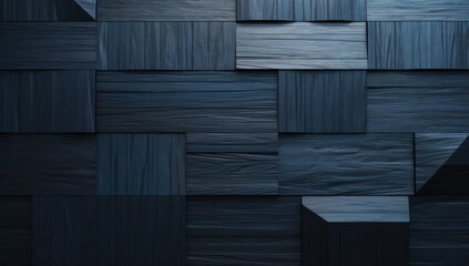 Modern dark blue metal tiles with a sleek, geometric design, perfect for architectural details and urban themes.