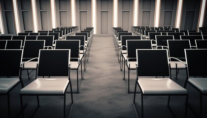 Interior empty contemporary conference hall rows modern chairs chair furniture classroom academy business room row management audience auditorium seminar training architecture campus class